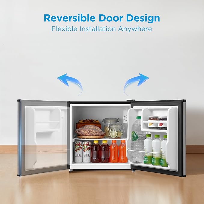 Midea 1.7 Cu.ft Mini Fridge, Energy Star Certified, Low Noise for Bedroom | Adjustable Thermostat, Reversible Door,Ideal for Dorm, Office,Steel Gray - Image 5