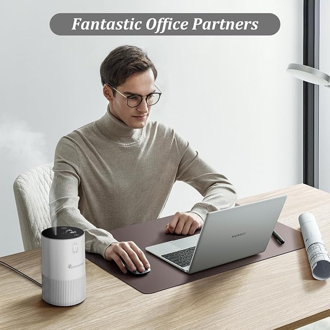 Waterless Diffuser for Essential Oil - Aroma Diffuser for Home with Battery Indicator, Portable Smart Scent Air Machine 1/2/3 & Continuous Mist, Timing & Auto-Off Function (White) - Image 5