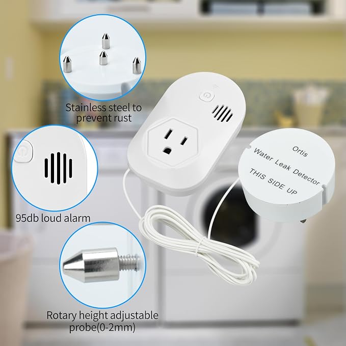 Ortis Water Alarm Leak Detector, 95 dB Loud Alarm, Prevent Serious Floods and - Image 4