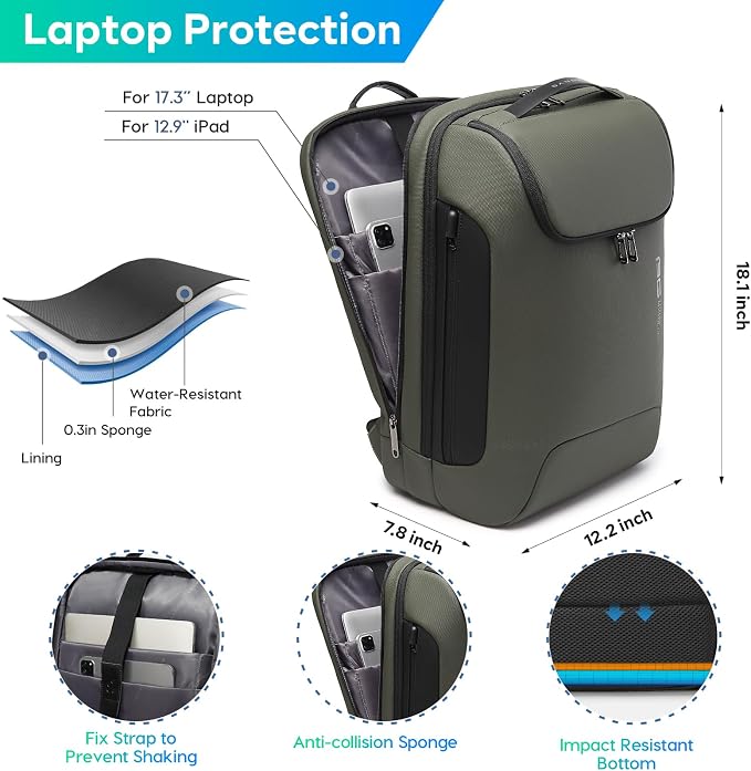 BANGE Men's Laptop Backpack for 17.3Inch Notebook, Airline Approved Travel - Image 2