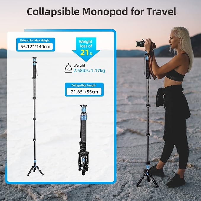 SIRUI P-325FS Monopod with Feet, Max Load 22lbs, 360° Panorama, Quick Release - Image 5