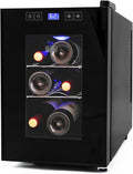 BLACK+DECKER 6-Bottle Thermoelectric Wine Cellar, BD60016, Black | Countertop Mini Fridge with Triple Pane Clear Glass Door, Bar Cabinet with LED Display, Slide-Out Chrome Racks by Unknown