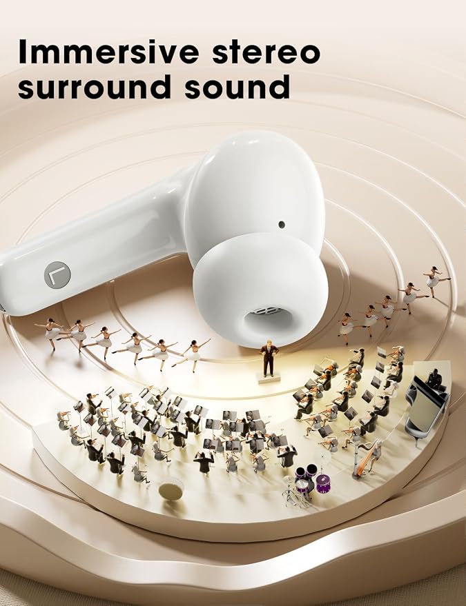 Wireless Earbuds, Hi-Fi Deep Bass Ear Buds, 48H Playtime In-Ear Headphones | 2 Mics for Clear Calls, LED Display, IPX7 Waterproof, Touch Control, Lightweight Bluetooth Earphones for iPhone/TV,RoseGold - Image 2