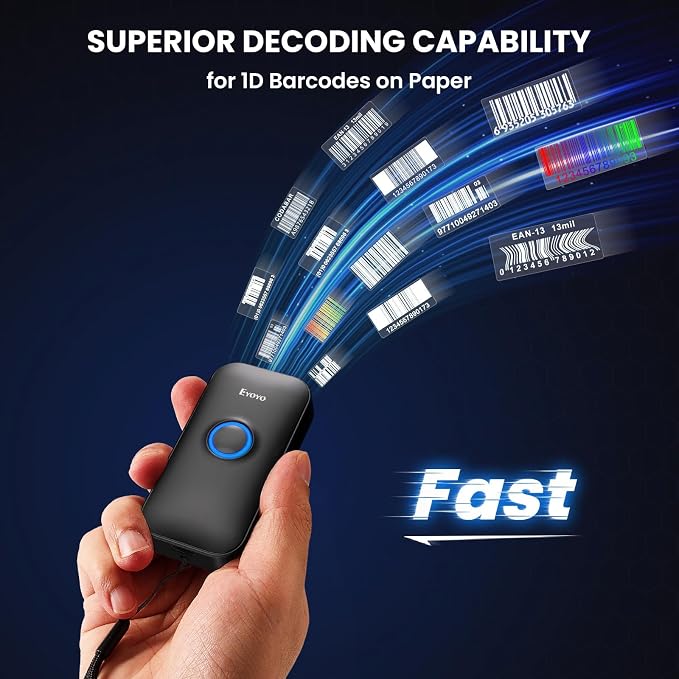 Eyoyo Mini 1D Bluetooth Barcode Scanner, 3-in-1 Bluetooth & USB Wired & 2.4G - Image 4