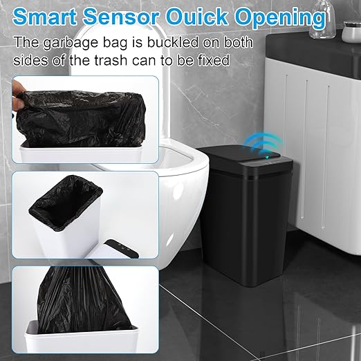 2 Pack Bathroom Trash can, Smart Touchless Trash Can, Automatic Motion Sensor - Image 6