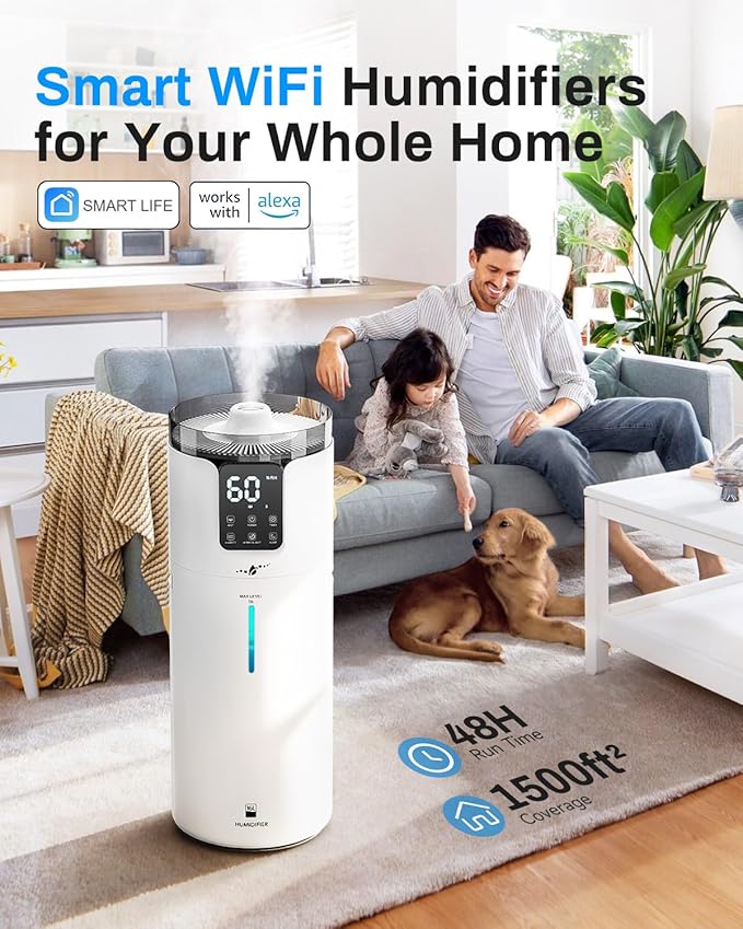 16L Smart Humidifier large room, Whole house Humidifier for Home 1500 sq.ft with APP/Voice/Remote Control, Ultrasonic Cool Mist Humidifiers for Bedroom, Plants, office with Tube, White - Image 2