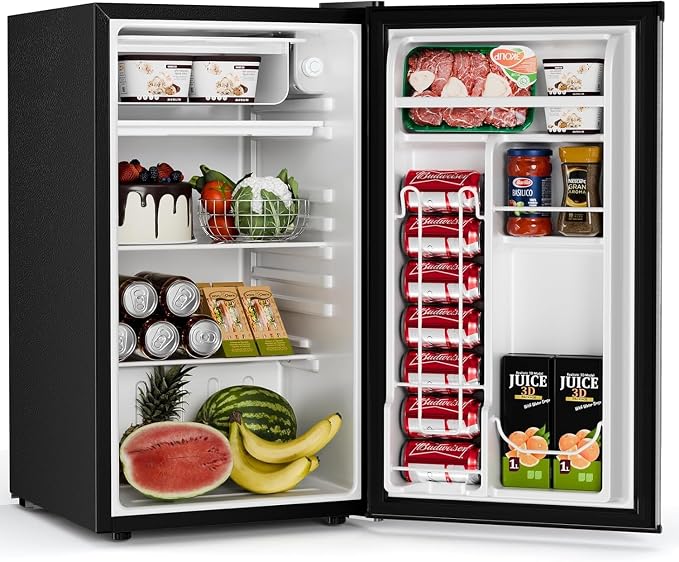 Antarctic Star Mini Compact Refrigerator with Freezer, 3.2 Cu.Ft. Single Door with Adjustable Thermostat,Removable Glass Shelves for Apartment/Dorm/Office,Silver - Image 2