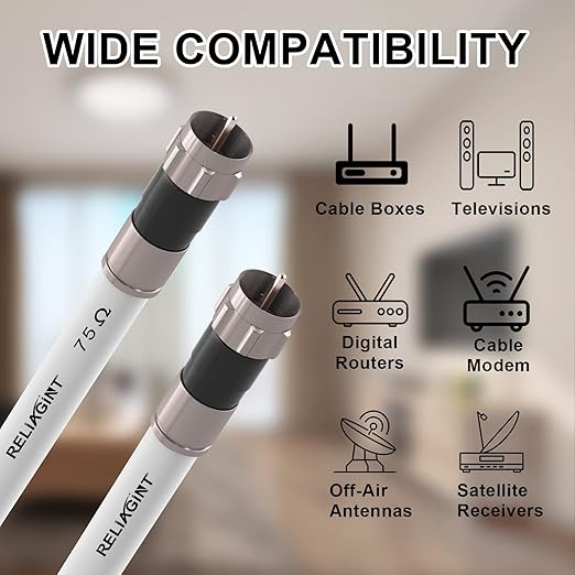 100ft RG6 Coaxial Cable White, 75 Ohm Coax Cable - Image 5