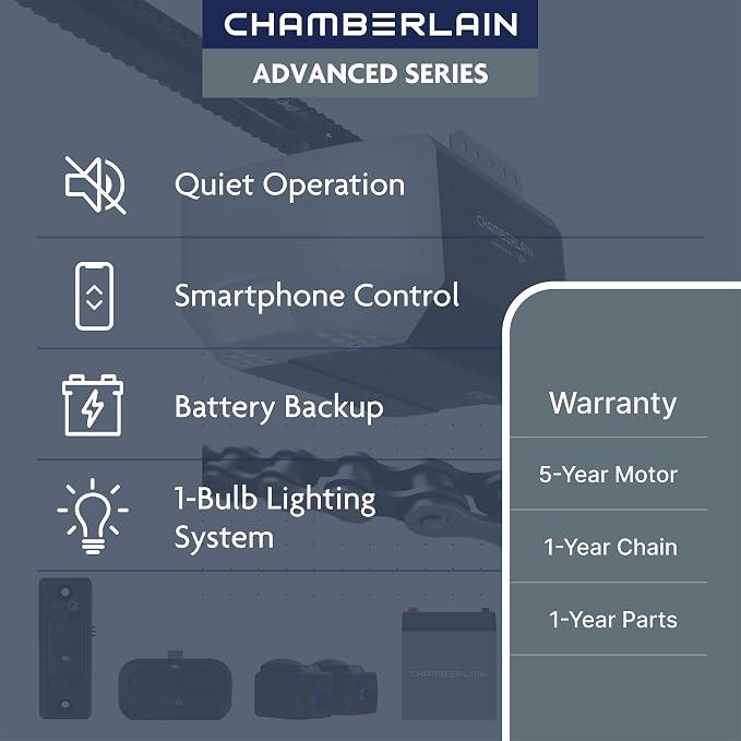 Chamberlain 1/2 HP Chain Drive Smart Garage Door Opener - Image 2