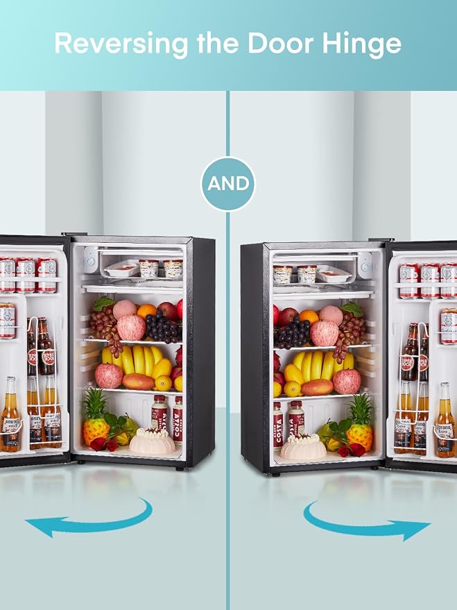 FOHERE 3.2 Cu. Ft Mini Fridge with Freezer, Single Door Compact Refrigerator, Small Fridge with 7 Adjustable Thermostat for Dorm, Bedroom, Office, Reversible Door, Energy Saving, Low Noise, Silver - Image 6