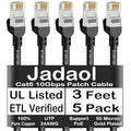 Jadaol Cat6 Ethernet Patch Cables 3ft 5-Pack, 10Gbps 24AWG Pure Copper RJ45 by Jadaol