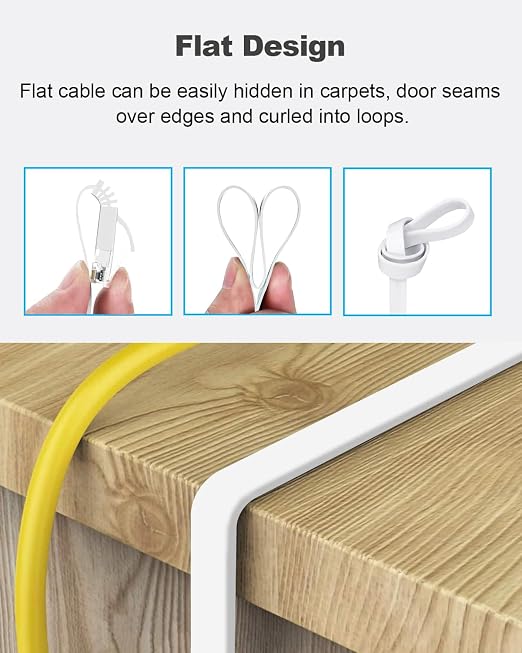 Yauhody CAT 6 Ethernet Cable 25ft White, High Speed Solid Flat CAT6 Gigabit - Image 5