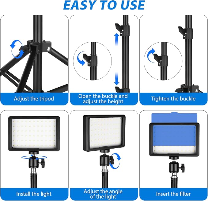 LED Photo Video Light 3-Pack, Ci-Fotto Dimmable 5600K USB LED Continuous Light - Image 6