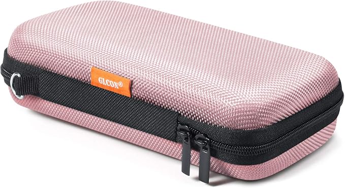 GLCON Cell Phone Carrying Case - Portable Hard EVA Charger Case - High Protection Small Zipper Travel Pouch Storage Bag Electronic Organizer for Battery, GPS, Hard Drive, Charging Cable, Cord - Pink by GLCON