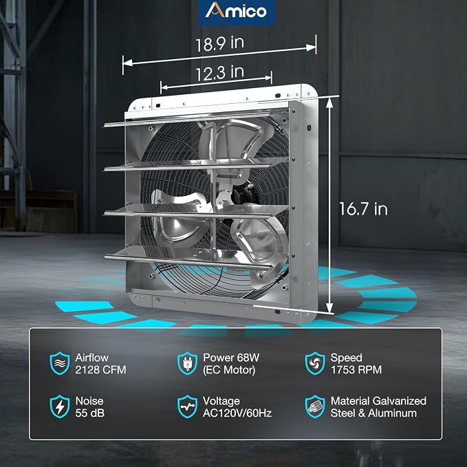 Amico 16" Smart Shutter Exhaust Fan - Image 8