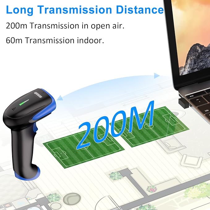 Symcode Wireless Bluetooth Barcode Scanner, 3-in-1 Bluetooth & USB Wired & 2.4G - Image 4