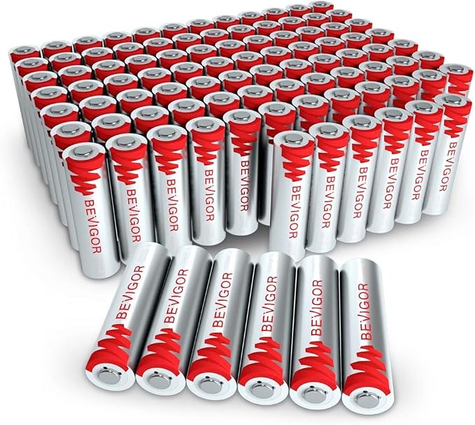 BEVIGOR Lithium AA Batteries, 96 Bulk Pack 1.5V High Performance Lithium Double by BEVIGOR