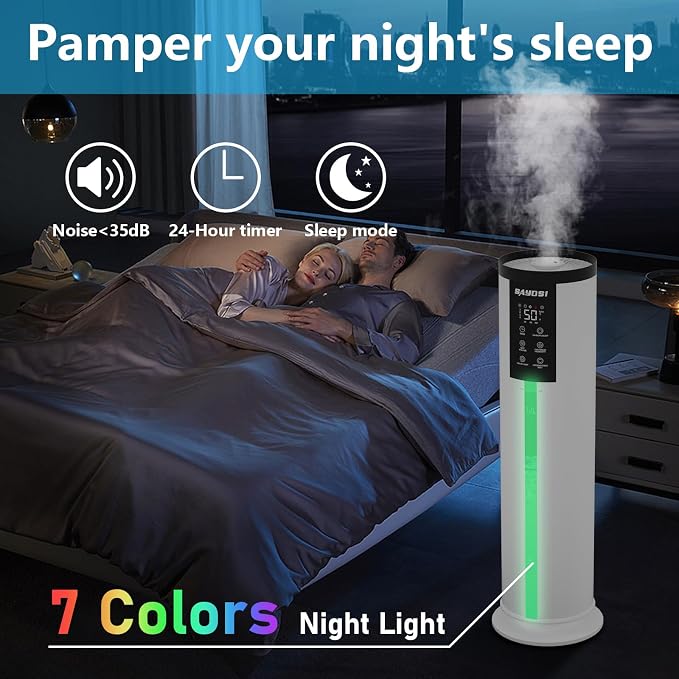 Humidifier, 3.4Gal(13L) Smart Humidifier for Bedroom Home,2000 sq.ft Cool Mist Humidifiers for Home Plants and Office Basement Whole House Large Room with Remote Control Timer and Water Tank - Image 4