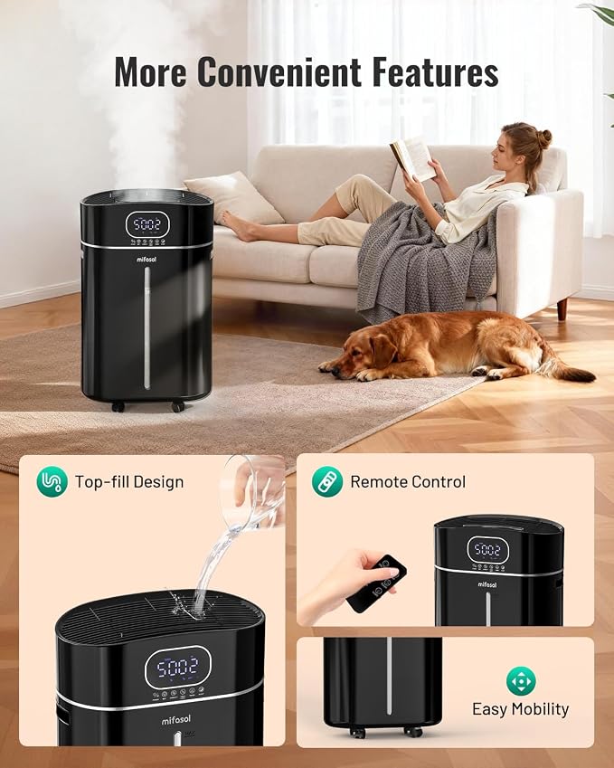 4.2Gal/16L Cool and Warm Mist Humidifier Large Room, Auto Restart Humidifiers for Home 1500 sqft, Air Humidifiers for Bedroom with Diffuser & Flame Light, Whole House Humidifiers for Baby Plant, Black - Image 8