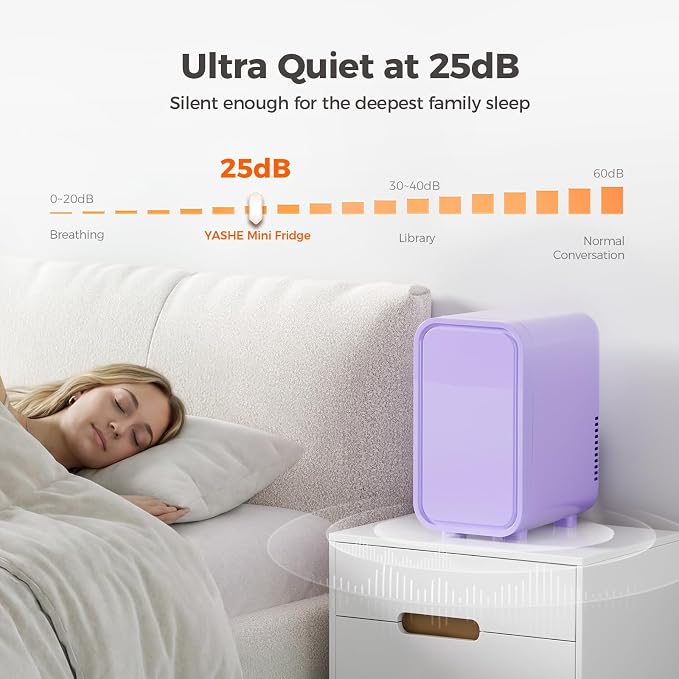 OSTBA Mini Fridge for Skincare, 6 Liter/8 Can 110V AC/DC Portable Thermoelectric Cooler Refrigerators for Bedroom, Skincare, Beverage, Office, Dorm Room and Car, Purple - Image 7