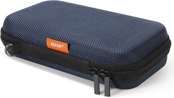 Hard EVA Protective Case - GLCON Portable Storage Case for Charging Cable, Power Bank, Hard Drive, Cell Phone, External Battery - Small Travel Case Mesh Inner Pocket + Zipper Enclosure (Grey Blue) by GLCON