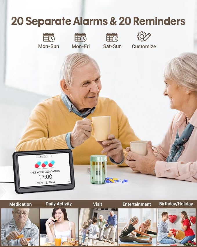 Clock with Day and Date for Elderly, Dimmable Dementia Alzheimers Clocks for - Image 3