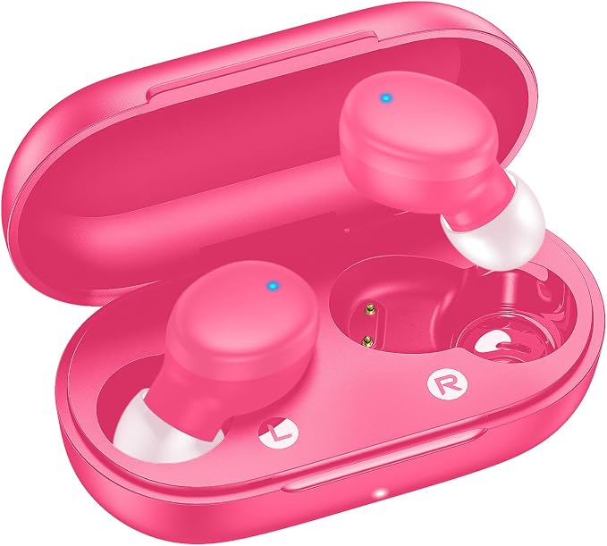 kurdene Wireless Earbuds Bluetooth 5.3 Light Weight in Ear Headphones | Premium Sound Bass Ear buds with Charging Case,Touch Control,Built in Mics Headset,Clear Calls for Sports Workout Hot Pink by KurdeneLLC