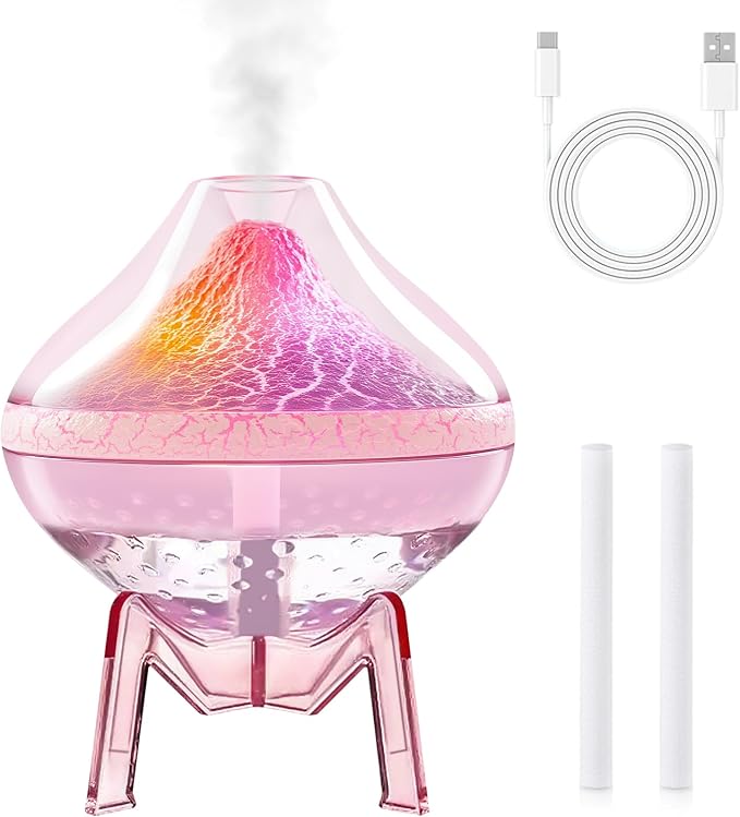 Humidifiers for Bedroom Cool Mist Ultrasonic Small Humidifier with Humidity Sensor Auto Shut Off LED Colorful Gradient Light Mini Humidifier For Plants,Bedroom,Baby Room,Office, Home（Pink) by HEEYCEMUS