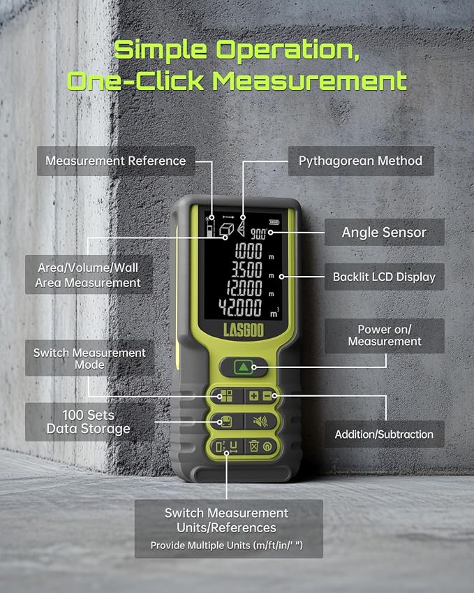 Laser Measure, LASGOO 100m/328ft Laser Measurement Tool, Laser Distance Meter - Image 6