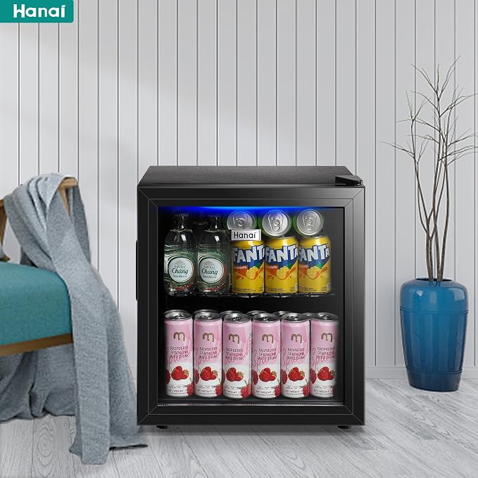 Mini Fridge Cooler 60 Can Beverage Refrigerator Black Mini Beer Fridge Glass Door for Wine Soda Juice Small Drink Cooler Machine Clear Front Removable for Home Office Bar Freestanding - Image 8