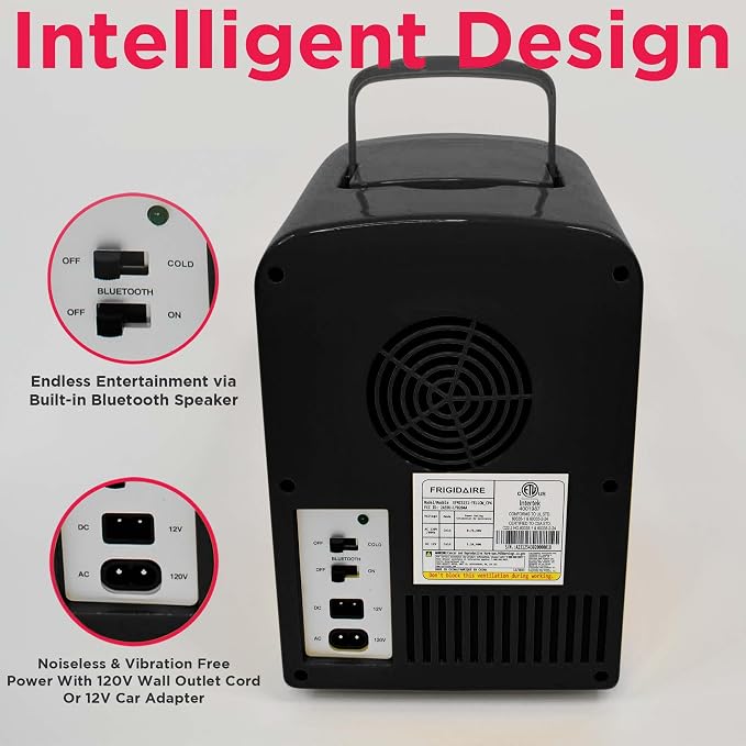 Frigidaire 6 Can Retro Mini Portable Personal Fridge/Cooler for Home, Office or Dorm (Built-in Bluetooth Speaker) - Image 6