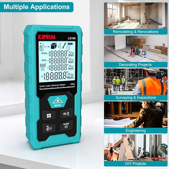 Kiprim Green Laser Distance Meter, 328ft Measuring Tool - Image 8