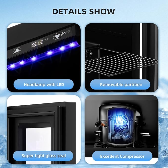 Antarctic Star 18L Beverage Refrigerator Cooler 24Can, Mini Fridge with Quiet Compressor, LED Light,Freestanding Small Fridge with Electronic Temperature Control for Home and Bar(40-61 ℉) - Image 6