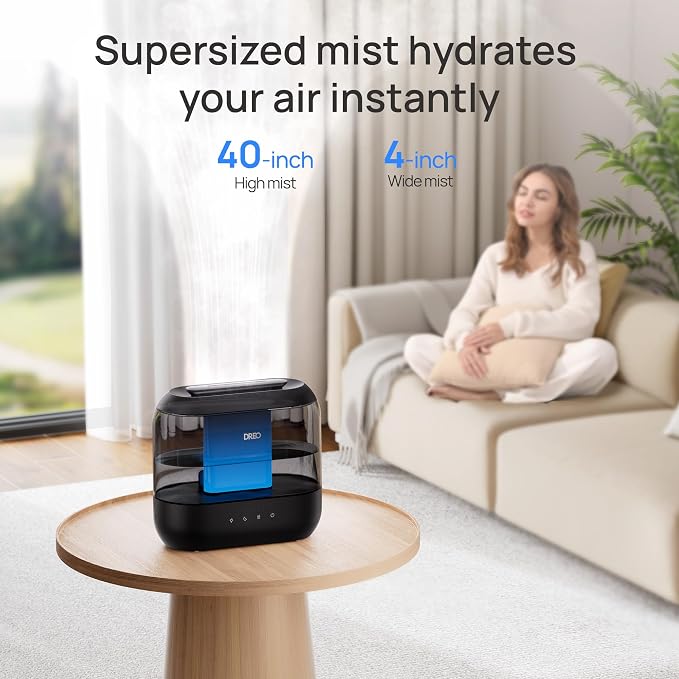 Dreo Humidifiers for Bedroom, 4L Top Fill for Large Room, 36H Runtime, 28 dB Quiet Supersized Cool Mist Air Humidifier for Baby Nursery, Plants, Indoor, Night Light, Easy to Clean & Fill, Black - Image 3
