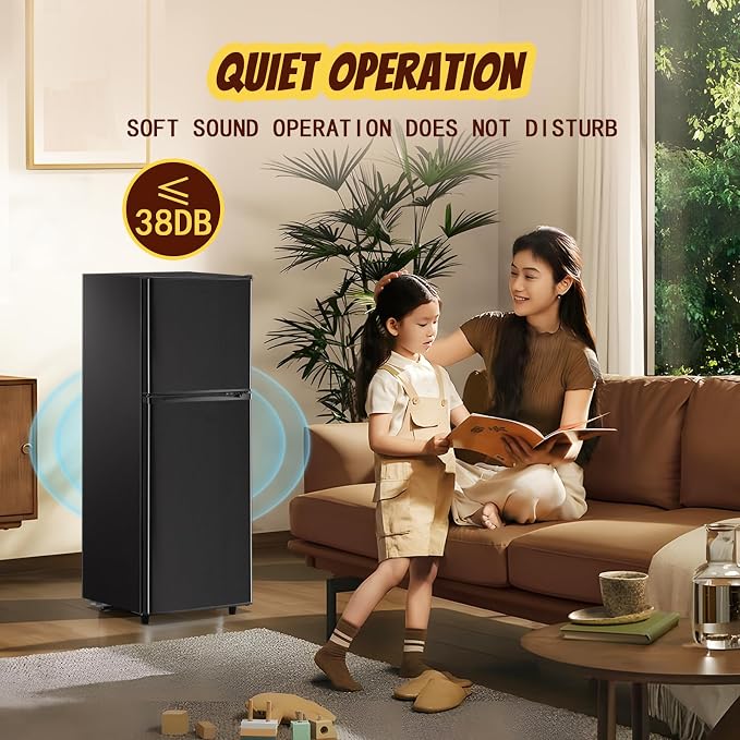 5.0 Cu.Ft Small Refrigerator with Freezer Double Door Mini Fridge Top Freezer Adjustable Temperature for Dorm Office Apartment Black - Image 7