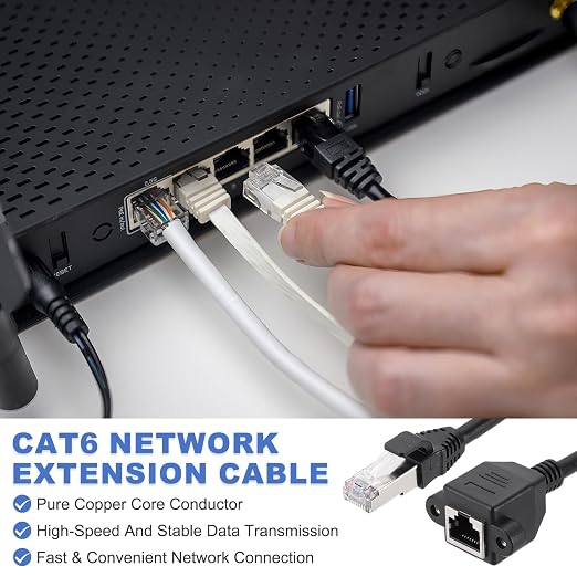 MECCANIXITY Cat6 Ethernet Extension Cable, 6.6Ft RJ45 Male to Female Screw - Image 3