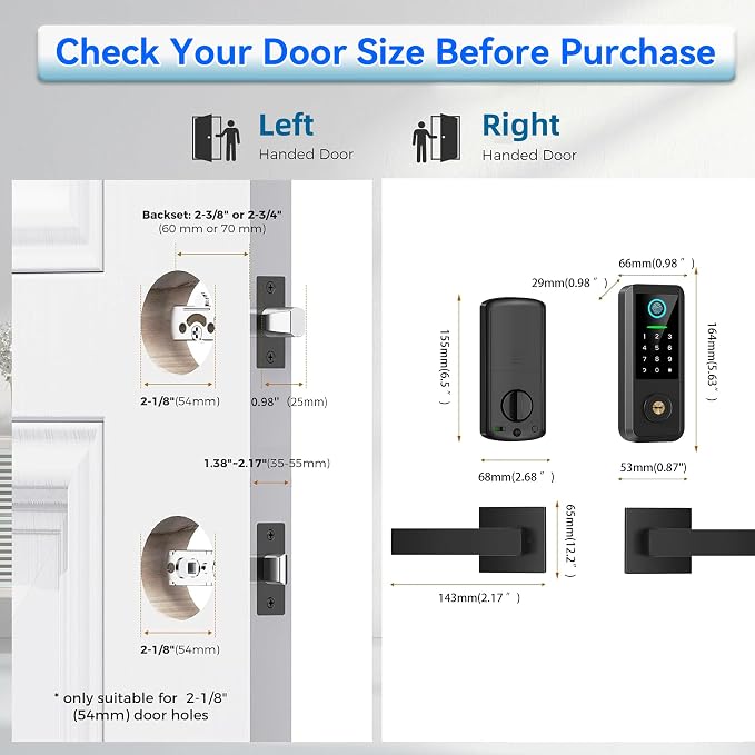 Keyless Entry Door Lock with Handle Set, Smart Front Door Lock with Keypad Set - Image 7