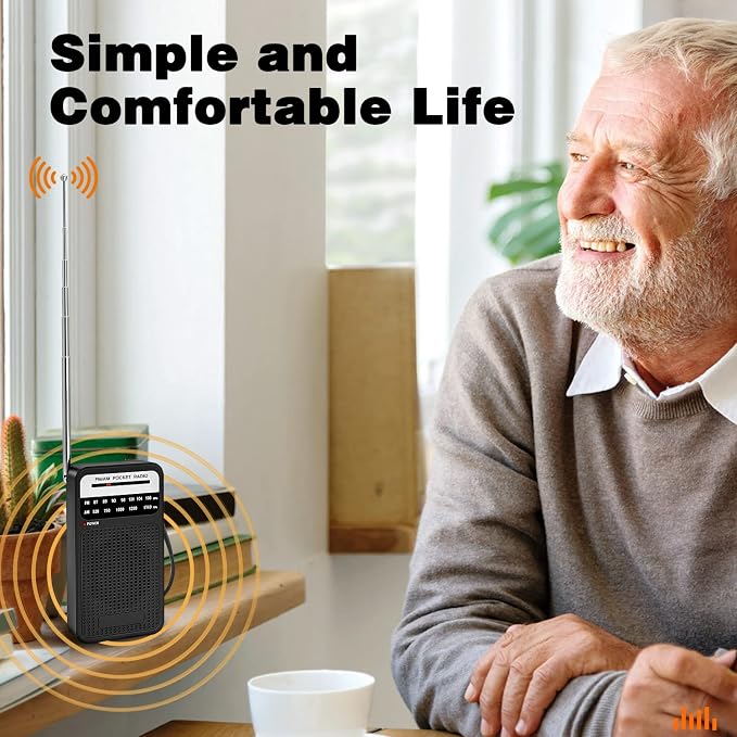 Portable Radio AM FM with Best Reception, Goodes Transistor Radio with Loud Speaker, 2AA Battery Operated, Headphone Jack for Indoor, Outdoor and Emergency Use-Black - Image 2