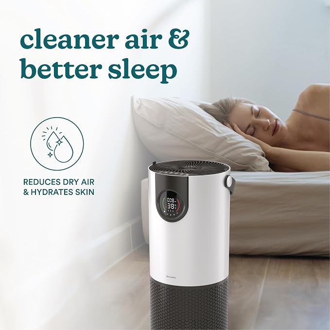 Homedics 2-in-1 Air Purifier & Evaporative Humidifier for Large Rooms HEPA Air Cleaner, Filtered Humidification, Digital Air Quality Sensor, Auto Mode, Tower Design for Home, No Visible Mist - Image 4