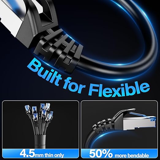 Cat6A Ethernet Cable Shielded 10Gbps 3 ft, Slim Shielded Ethernet Cable Cat 6 - Image 4