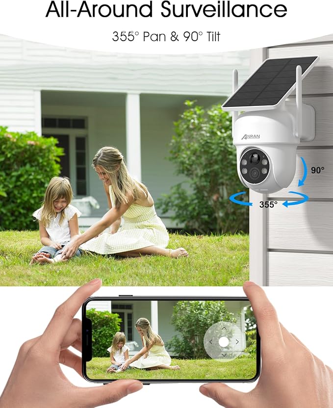 ANRAN 5MP Solar Security Cameras Wireless Outdoor, 2.4G WiFi Camera - Image 3
