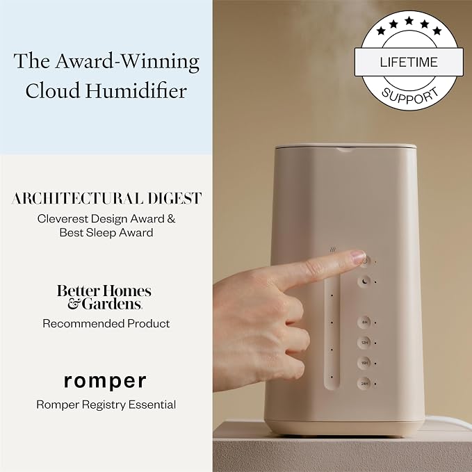 Vitruvi Cloud Humidifier for Bedroom | Large Humidifier Up to 600 sq ft | Cool Mist Humidifiers for Bedroom Quiet | Ultrasonic Humidifiers | 24 Hr Run Time - Oat - Image 4