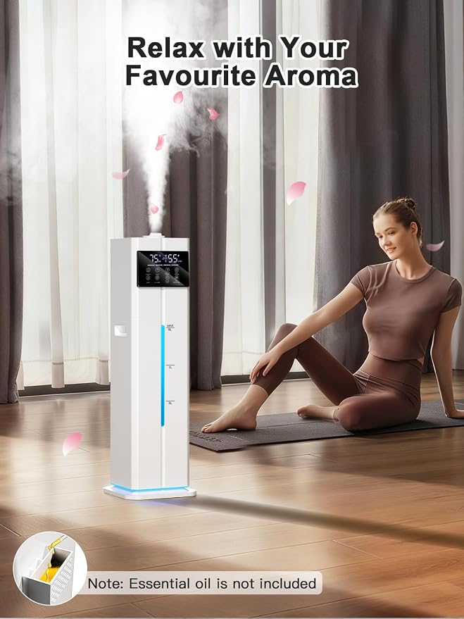 9L/2.4Gal Smart Cool Mist Humidifier, Top Fill Quiet Humidifier Large Room, Covers 550ft², App & Remote Control, 60H Runtime, 7 Colors Light, 4 Mist Modes Humidifiers for Bedroom, Office, White - Image 9