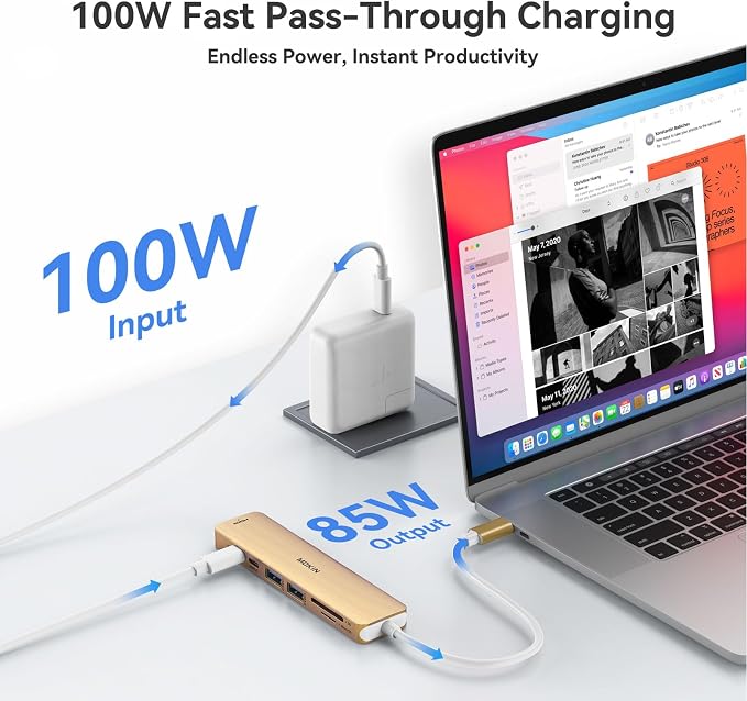 USB C Hub HDMI Adapter for MacBook Pro/Air, MOKiN 7 in 1 USB C Dongle - Image 4