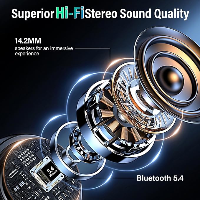 Wireless Earbuds, Touch Screen Case, ANC/ENC Noise Cancelling, 48H, Blue | Touch Screen Controls, 5 EQ Modes, Bluetooth 5.4, HiFi Stereo, Transparency Mode, IPX7 Waterproof, All-Day Comfor - Image 5