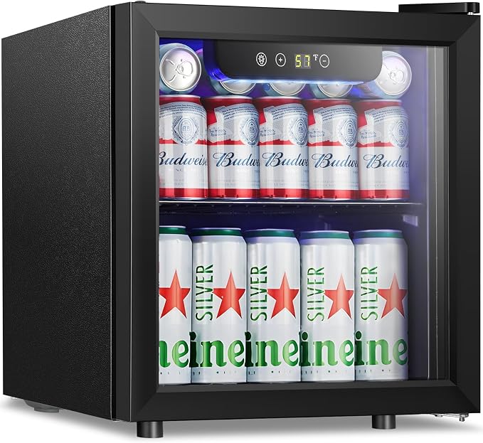 Antarctic Star Mini Fridge 12 Bottle 48 Can Beverage Refrigerator Cooler with Glass Door for Soda Drinks or Wine,Freestanding Beverage Fridge for Home and Bar with Adjustable Shelving, 1.3 Cu. Ft. by AntarcticStar