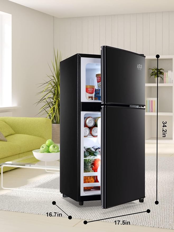 Refrigerator with Freezer 3.5 Cu.Ft Top-Freezer Compact Refrigerator Black | 7 Level Adjustable Thermostat Control, 2 Door ,Low noise,Low Power Consumption - Image 5