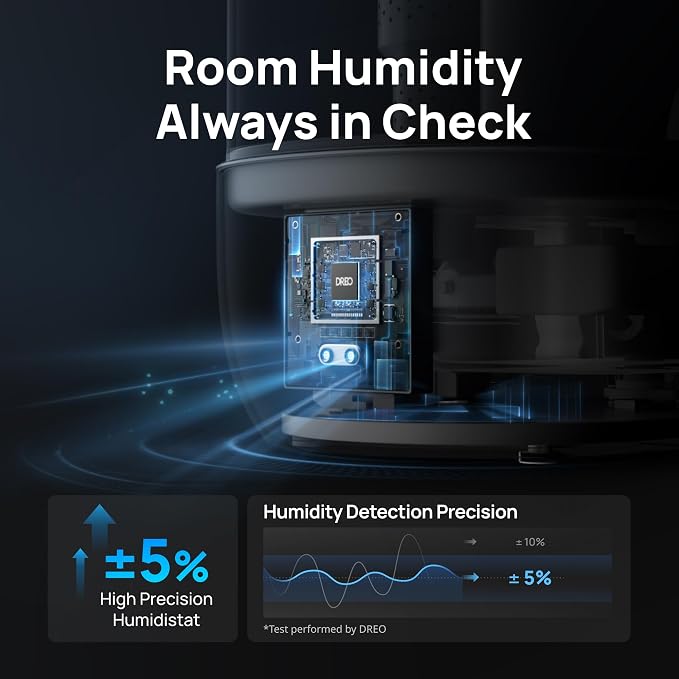 DREO Humidifiers for Bedroom, 6L Top Fill Supersized Cool Mist Humidifier for Large Room, 60 Hour Runtime, Quiet Ultrasonic Humidifiers for Plants, Baby, Indoor, Home, Night Light, Blue - Image 6