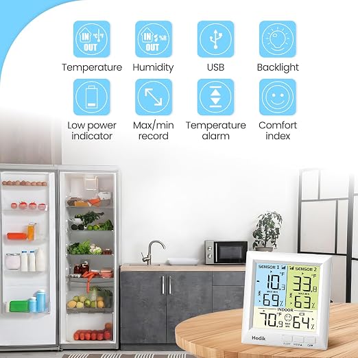 Hodik Digital wireless Thermometer, Fridge Freezer Alarm Thermometer Digital - Image 4