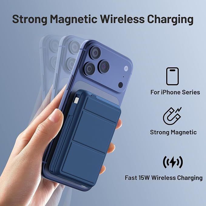Azmuth for MagSafe Portable Charger, 10000mAh Magnetic Power Bank with 20W PD USB-C Fast Charging LED Display for MagSafe Battery Pack, Magnetic Travel Charger for iPhone 17/16/15/14/13/12 Series - Image 4